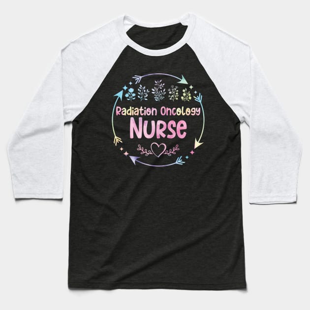 Radiation Oncology Nurse cute floral watercolor Baseball T-Shirt by ARTBYHM